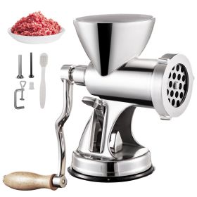 Multifunctional Crank Meat Grinder Manual 304 Stainless Steel Hand Operated Meat Grinder  - Silver - 9.6"