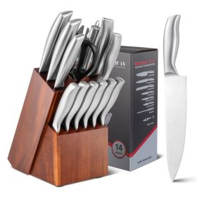 Daily Necessities Kitchen Knife Set Stainless Steel Knife Block Set  - As pic show - Style A 14 Pcs