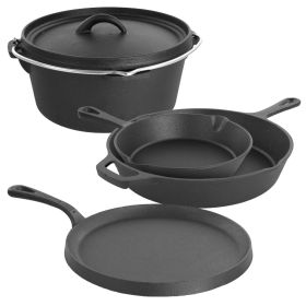 Pre-Seasoned Cast Iron 5-Piece Kitchen Cookware Set, Pots and Pans