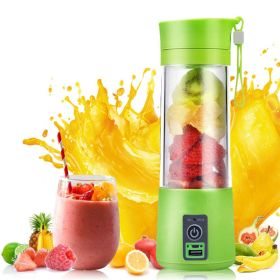 Portable USB Electric Fruit Juice Blender Deluxe Version with 6 Blades - Green