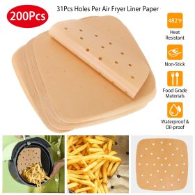200Pcs Air Fryer Parchment Paper 9.05in Square Perforated Steamer Liner